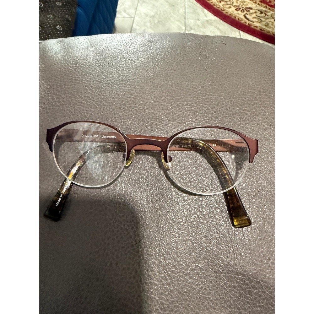 Prodesign Denmark Oval Eyeglasses Frames Brown Metal Half Rim‎ frame only